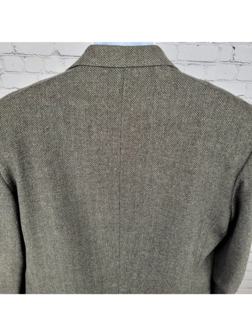 Deansgate Lambs Wool Herringbone Tweed 2 Brown Button Vented Suit Coat Size 46XL